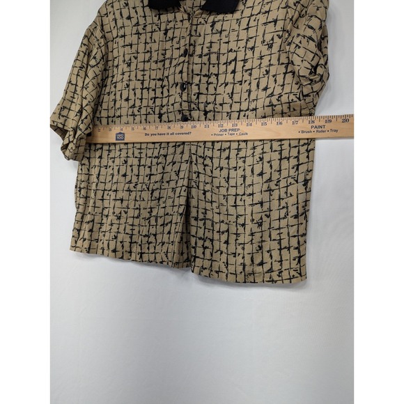 Vintage Leger Tan Black Abstract Grid Print Shirt and Midi Skirt Set Size 5/6 - Picture 6 of 11